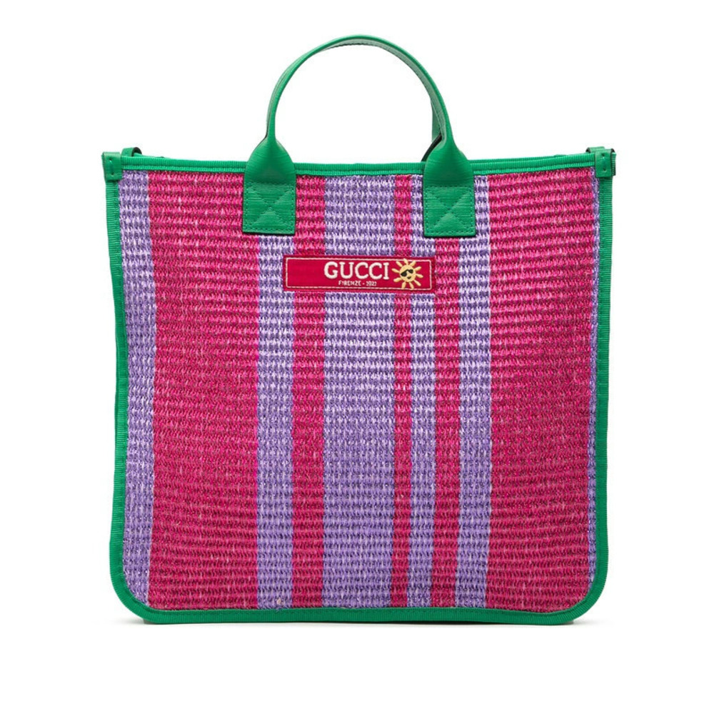 Gucci Tote Bag Handbag Purple Green